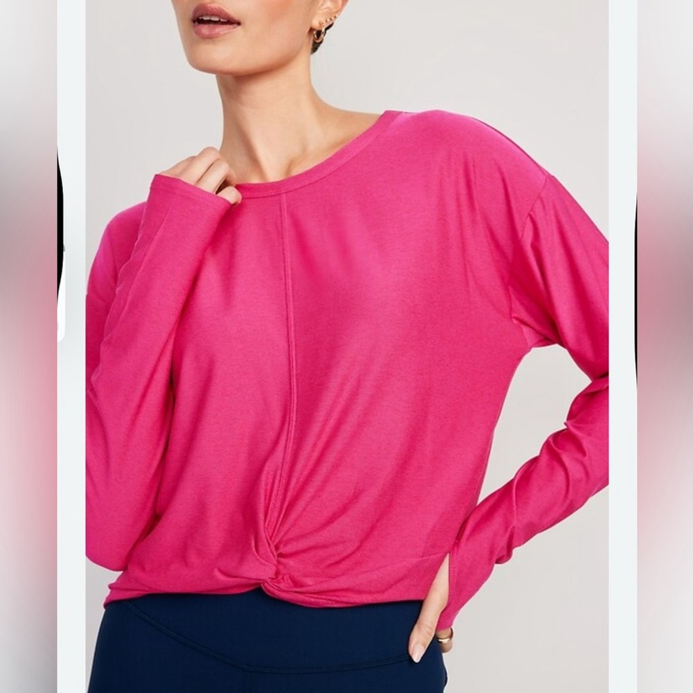 Old Navy active cloud 94 soft go-dry berry fine front twist athletic top 4X